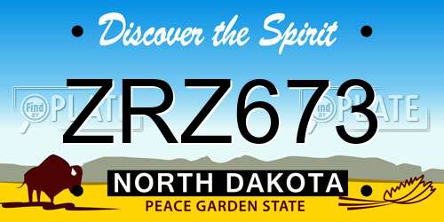 ZRZ673 North Dakota License Plate