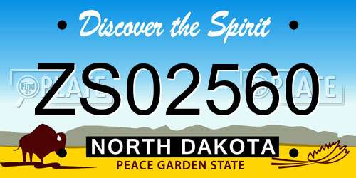 ZS02560 North Dakota License Plate