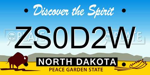 ZS0D2W North Dakota License Plate