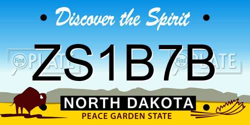 ZS1B7B North Dakota License Plate