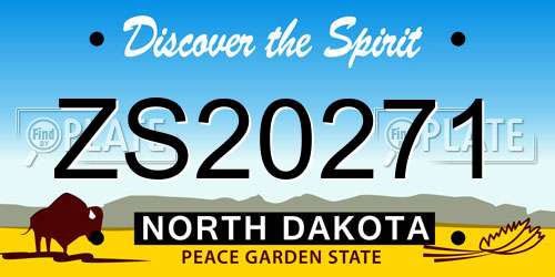 ZS20271 North Dakota License Plate