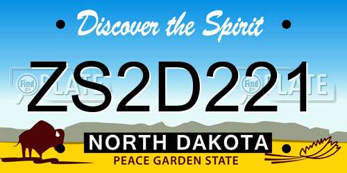 ZS2D221 North Dakota License Plate