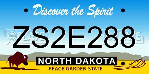 ZS2E288 North Dakota License Plate