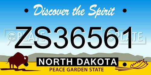 ZS36561 North Dakota License Plate