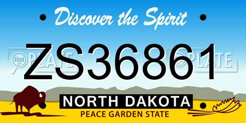 ZS36861 North Dakota License Plate