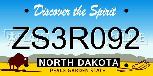 ZS3R092 North Dakota License Plate