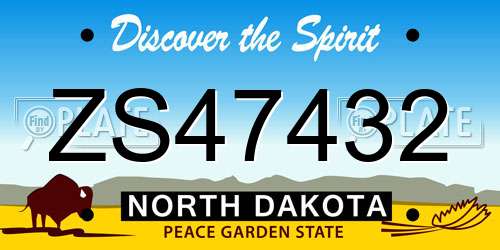 ZS47432 North Dakota License Plate