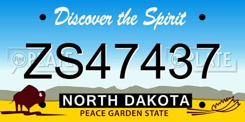 ZS47437 North Dakota License Plate