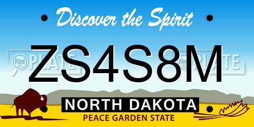 ZS4S8M North Dakota License Plate
