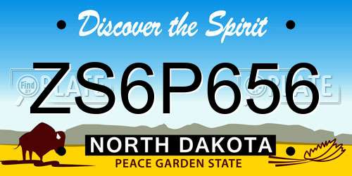 ZS6P656 North Dakota License Plate