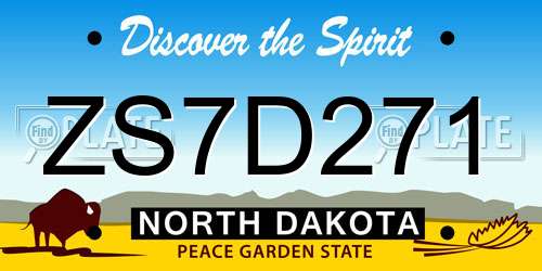 ZS7D271 North Dakota License Plate