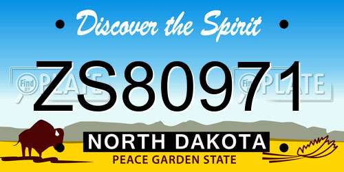 ZS80971 North Dakota License Plate
