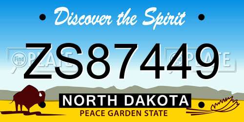 ZS87449 North Dakota License Plate