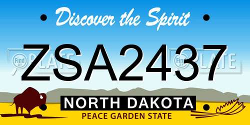ZSA2437 North Dakota License Plate