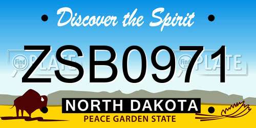 ZSB0971 North Dakota License Plate