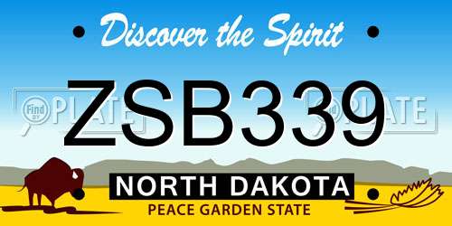 ZSB339 North Dakota License Plate
