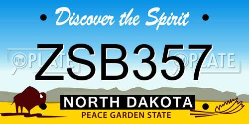 ZSB357 North Dakota License Plate