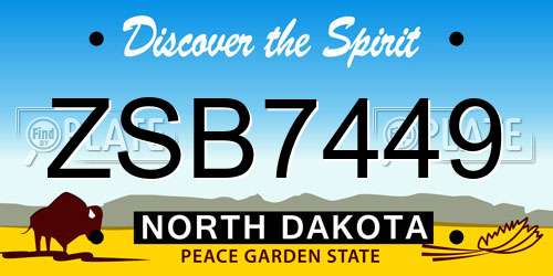 ZSB7449 North Dakota License Plate