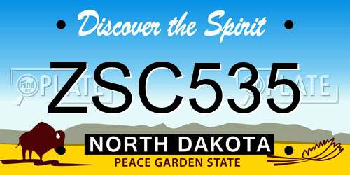 ZSC535 North Dakota License Plate