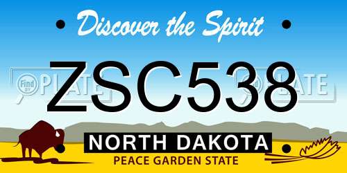 ZSC538 North Dakota License Plate