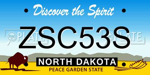 ZSC53S North Dakota License Plate