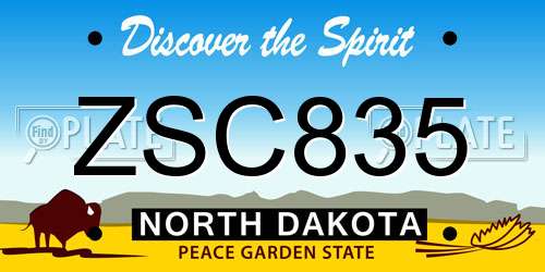 ZSC835 North Dakota License Plate