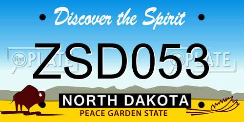 ZSD053 North Dakota License Plate