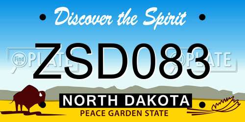 ZSD083 North Dakota License Plate