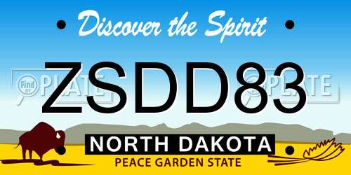 ZSDD83 North Dakota License Plate