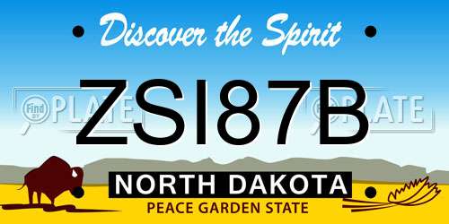 ZSI87B North Dakota License Plate