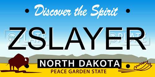 ZSLAYER North Dakota License Plate