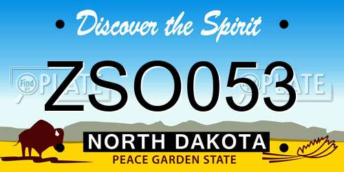 ZSO053 North Dakota License Plate