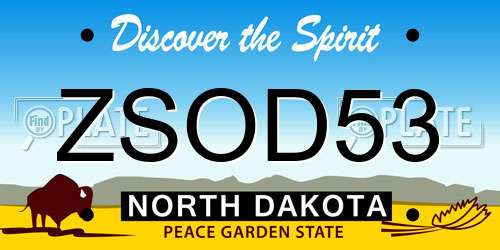 ZSOD53 North Dakota License Plate