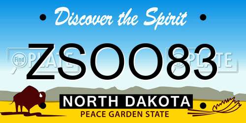 ZSOO83 North Dakota License Plate