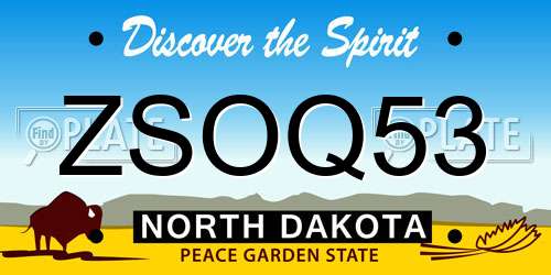 ZSOQ53 North Dakota License Plate