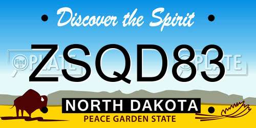 ZSQD83 North Dakota License Plate