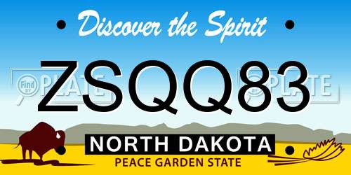 ZSQQ83 North Dakota License Plate