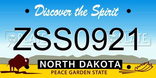 ZSS0921 North Dakota License Plate