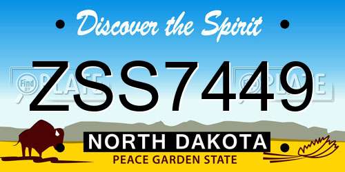 ZSS7449 North Dakota License Plate