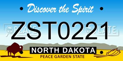 ZST0221 North Dakota License Plate