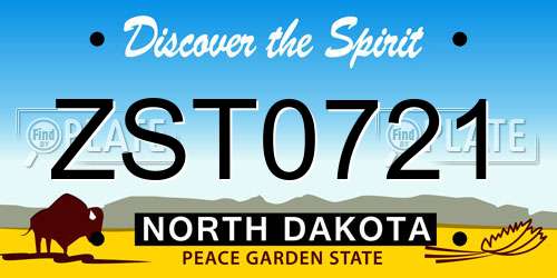 ZST0721 North Dakota License Plate