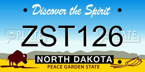 ZST126 North Dakota License Plate