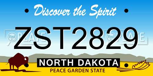 ZST2829 North Dakota License Plate