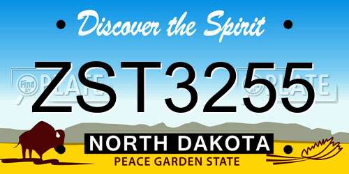 ZST3255 North Dakota License Plate