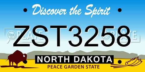 ZST3258 North Dakota License Plate