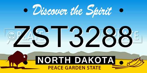 ZST3288 North Dakota License Plate