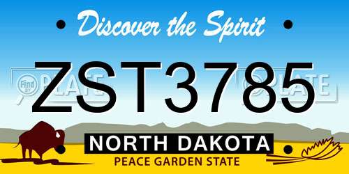 ZST3785 North Dakota License Plate