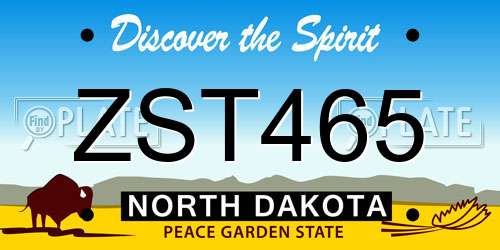 ZST465 North Dakota License Plate
