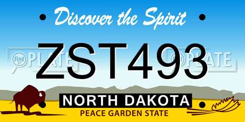 ZST493 North Dakota License Plate