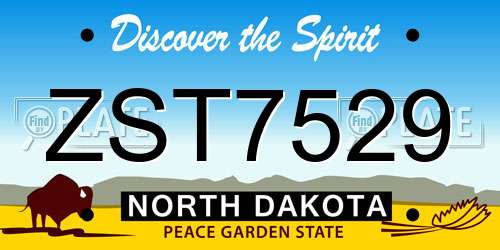 ZST7529 North Dakota License Plate